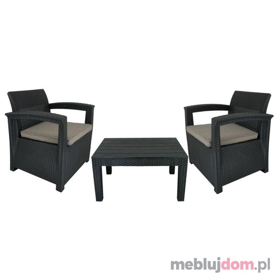 Zestaw mebli ogrodowych w kolorze antracytu ZUM0852 - stolik + 2x fotel