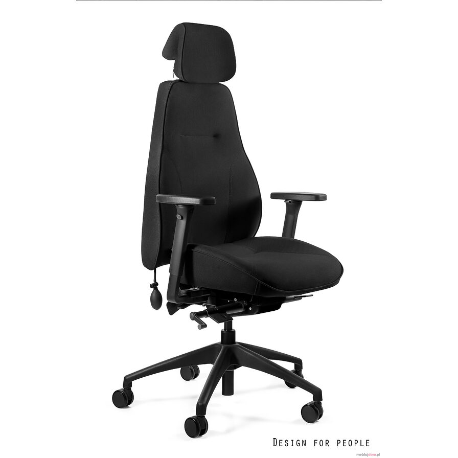 Fotel ergonomiczny ICE Unique czarna tkanina siedzisko do pracy 24/7