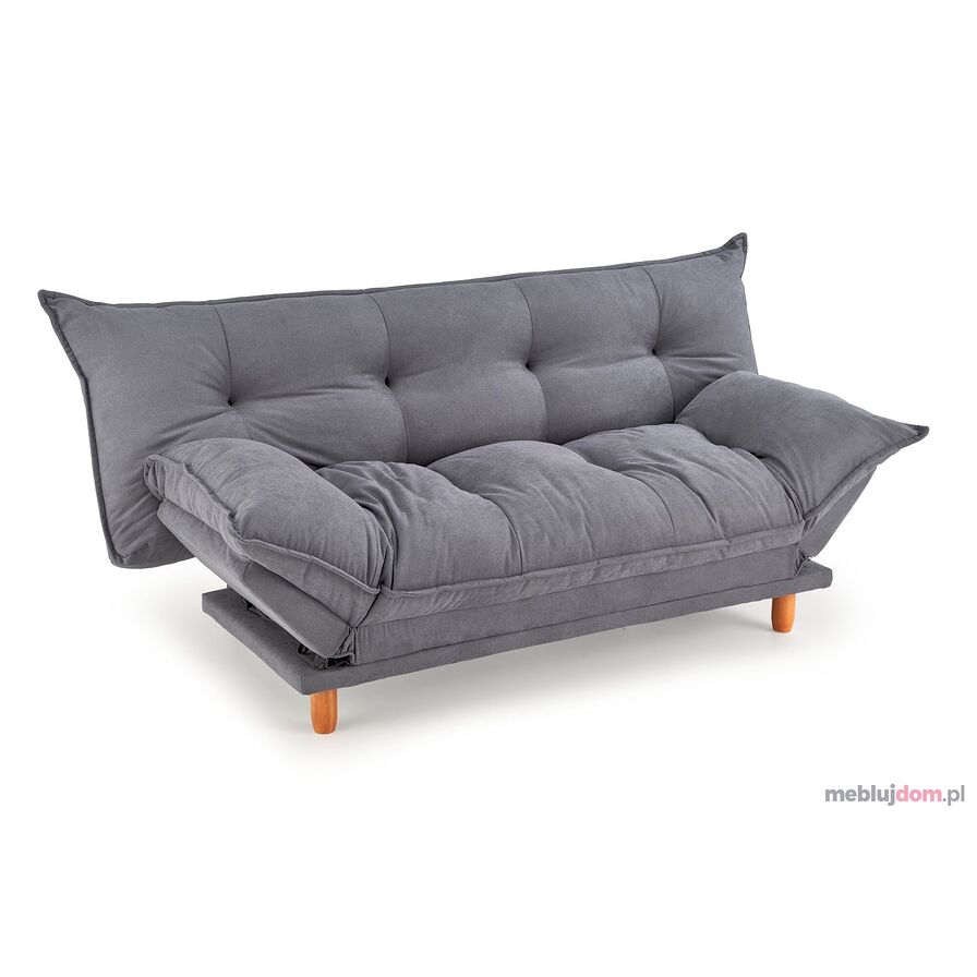 Popielata sofa rozkładana PILLOW z regulowanymi podłokietnikami
