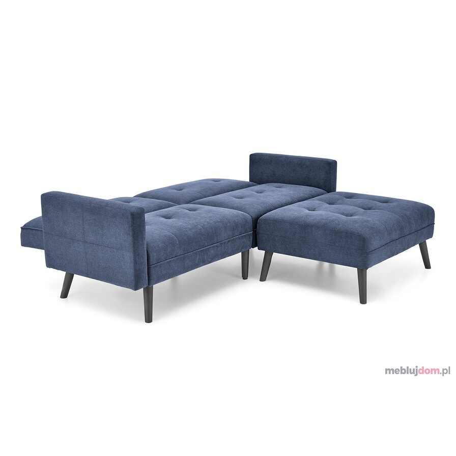 Niebieska sofa rozkładana z podnóżkiem CORNELIUS Halmar