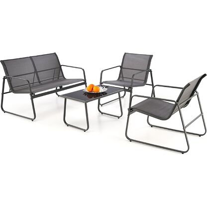 Zestaw ogrodowy popielaty CONOR - sofa, 2 fotela, stolik