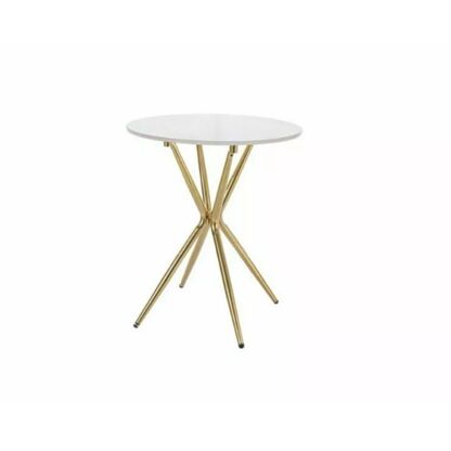 Stolik kawowy AZALIA CERAMIC Signal ceramiczny imitujący biały marmur na złotej podstawie