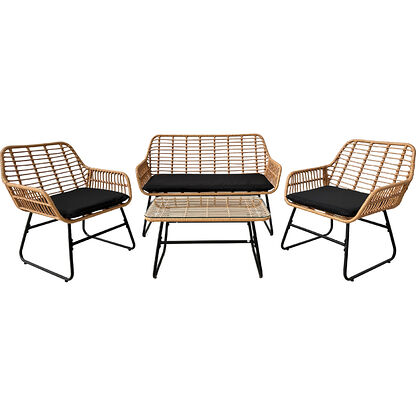 Zestaw mebli ogrodowych 3415 rattan syntetyczny na metalowej podstawie - stolik + sofa + 2x krzesło
