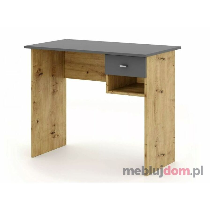 Biurko B-011 Signal z szufladą i wnęką w odcieniu dębu artisan i antracytu