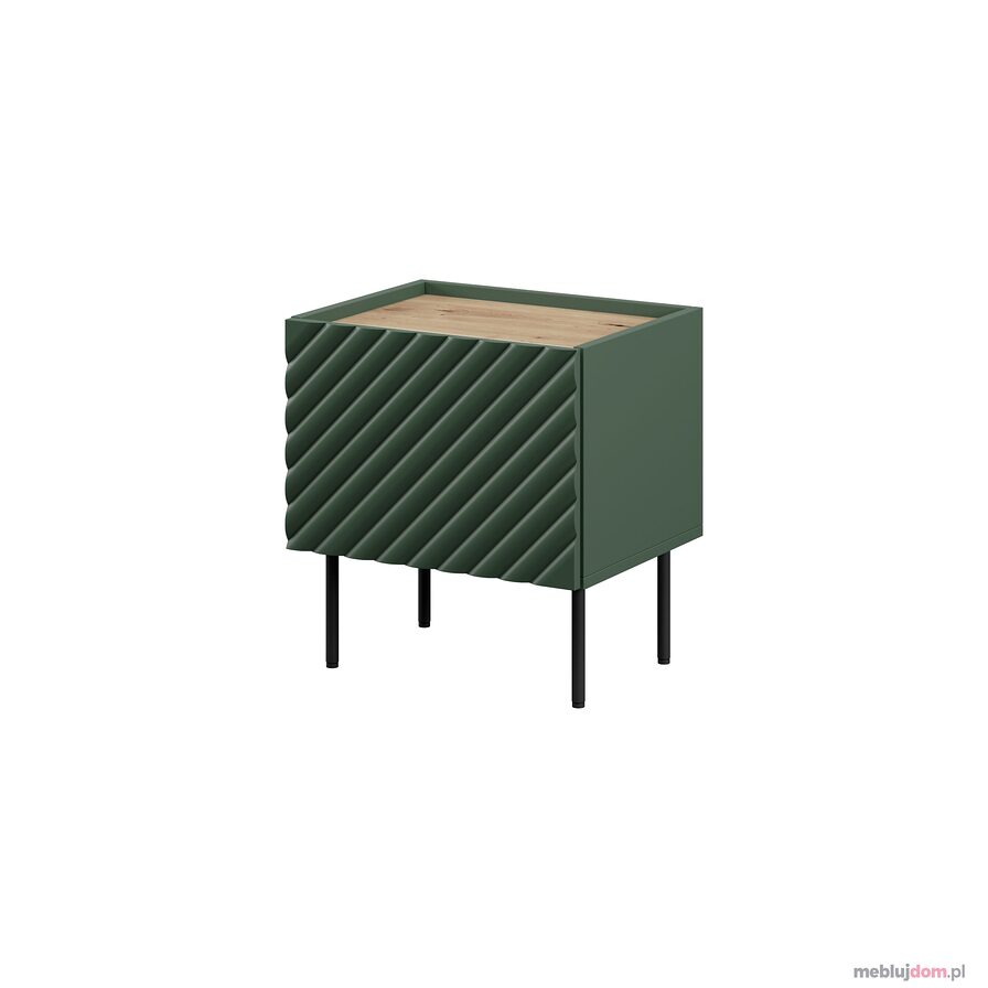 Zestaw szafek nocnych ONDA - 2szt w odcieniu labrador zdobione frezowaniem na czarnych metalowych nóżkach