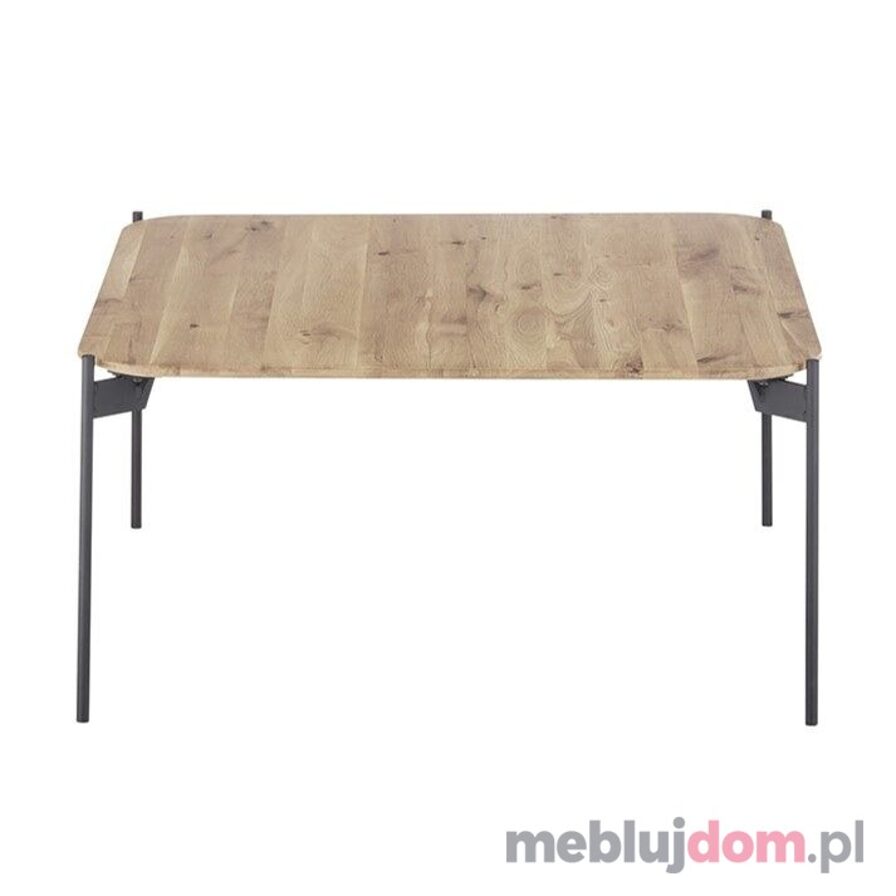 Kwadratowy dębowy stolik kawowy ALTO na czarnych metalowych nogach