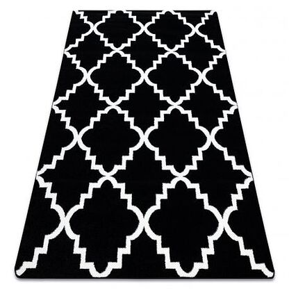Dywan SKETCH - F343 czarno/kremowy koniczyna marokańska trellis