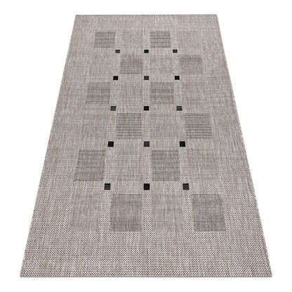 DYWAN SZNURKOWY SIZAL FLOORLUX 20079 kwadraty srebrny / czarny