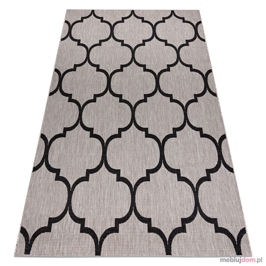 DYWAN SZNURKOWY SIZAL FLOORLUX 20608 , koniczyna marokańska, trellis srebrny / czarny