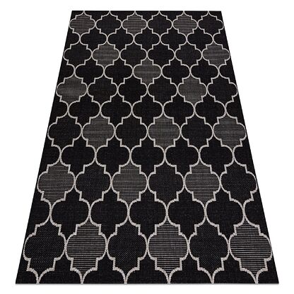 DYWAN SZNURKOWY SIZAL FLOORLUX 20607 , koniczyna marokańska, trellis czarny / srebrny