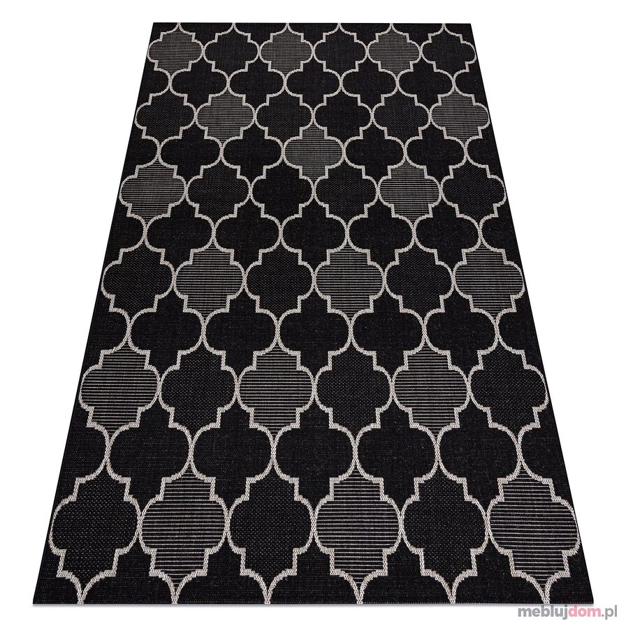 DYWAN SZNURKOWY SIZAL FLOORLUX 20607 , koniczyna marokańska, trellis czarny / srebrny