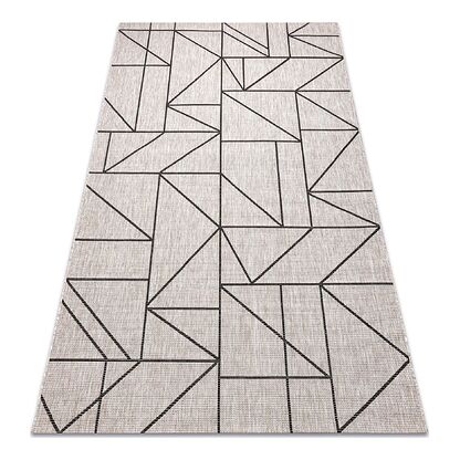 DYWAN SZNURKOWY SIZAL FLOORLUX 20605 srebrny / czarny / beż TRÓJKĄTY, GEOMETRYCZNY