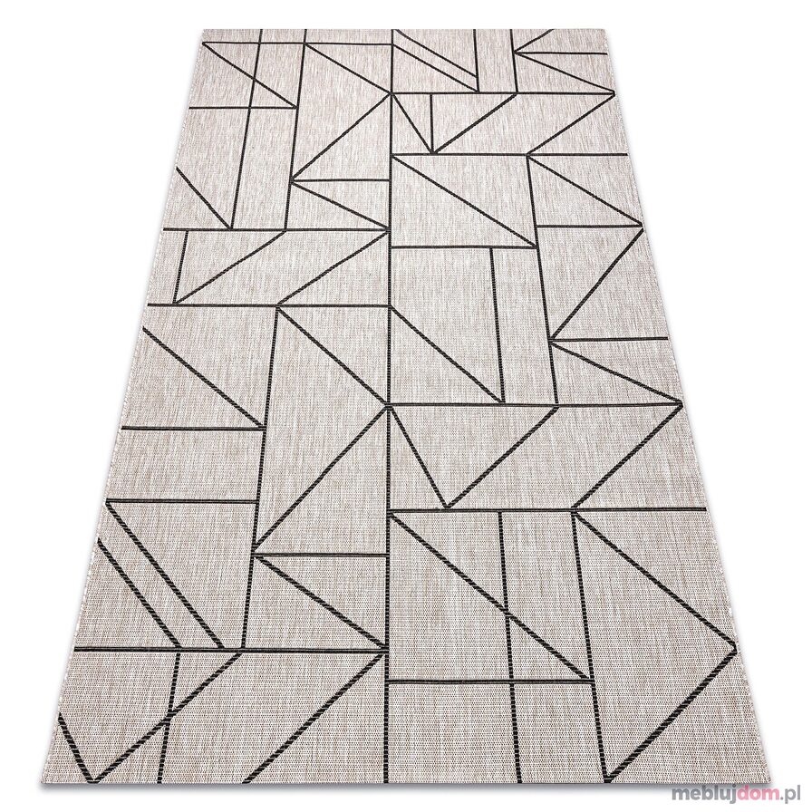 DYWAN SZNURKOWY SIZAL FLOORLUX 20605 srebrny / czarny / beż TRÓJKĄTY, GEOMETRYCZNY