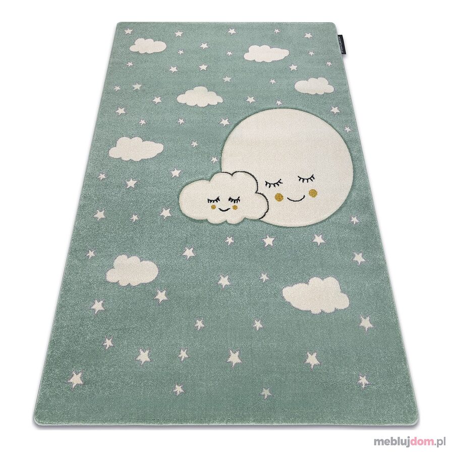 Dywan PETIT MOON księżyc, gwiazdki, chmurki zielony