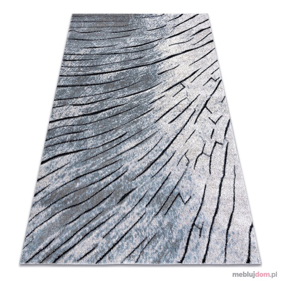 Dywan nowoczesny COZY 8874 Timber, Drzewo, drewno - Strukturalny, dwa poziomy runa szary / niebieski