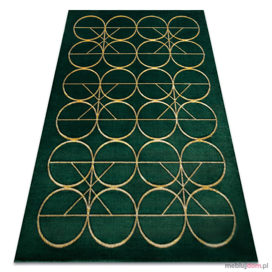 Dywan EMERALD ekskluzywny 1010 glamour, stylowy koła butelkowa zieleń / złoty