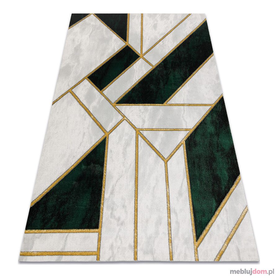 Dywan EMERALD ekskluzywny 1015 glamour, stylowy marmur, geometryczny butelkowa zieleń / złoty