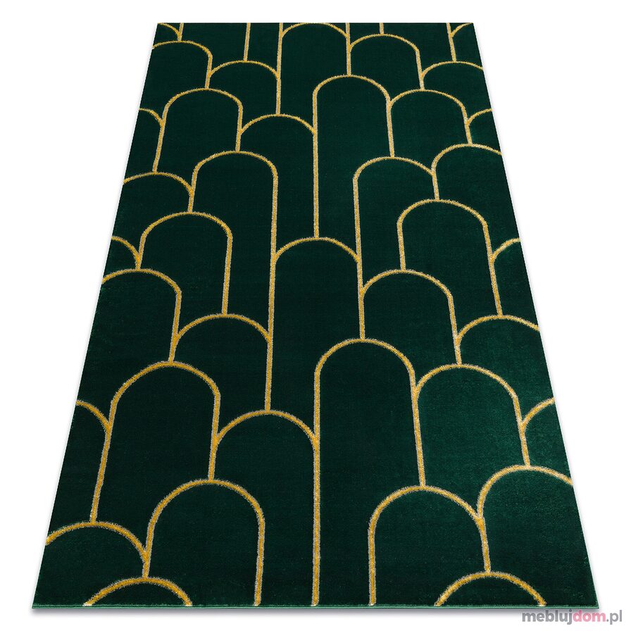 Dywan EMERALD ekskluzywny 1021 glamour, stylowy art deco butelkowa zieleń / złoty