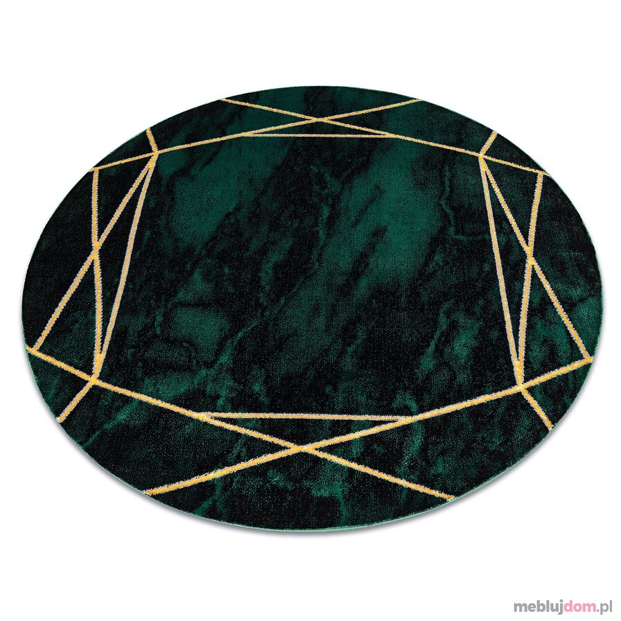 Dywan EMERALD ekskluzywny 1022 koło - glamour, stylowy marmur, geometryczny butelkowa zieleń / złoty