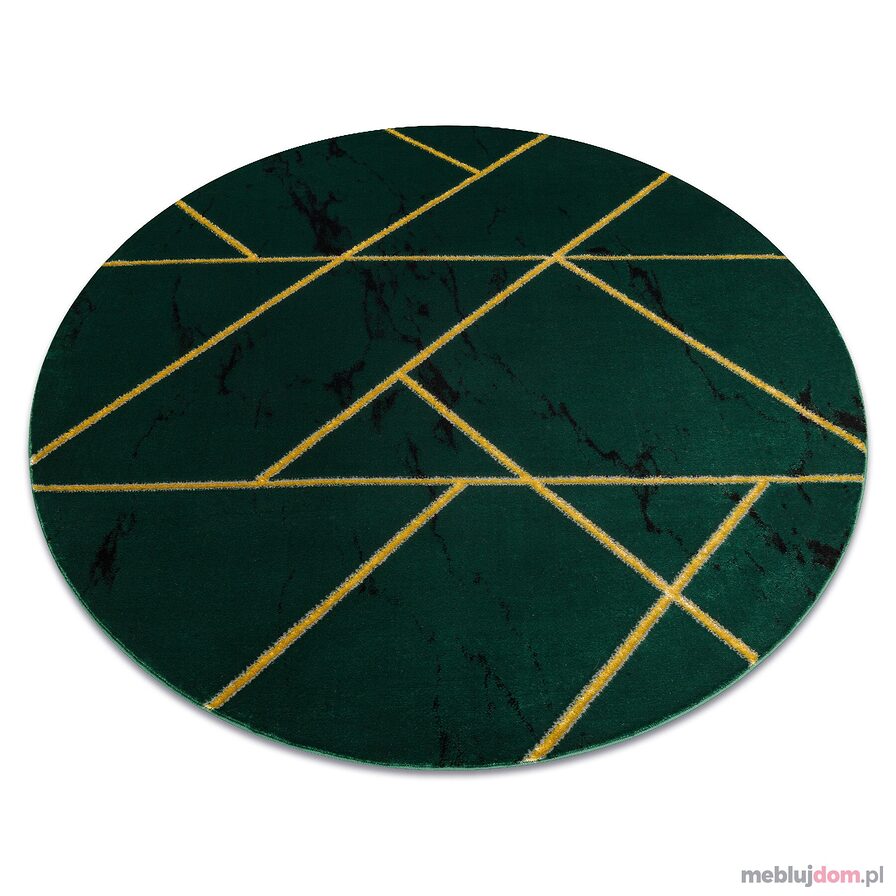 Dywan EMERALD ekskluzywny 1012 koło - glamour, stylowy marmur, geometryczny butelkowa zieleń / złoty