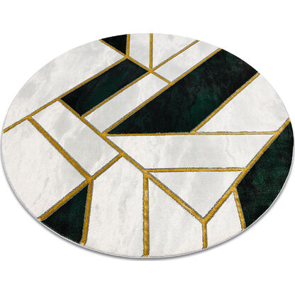 Dywan EMERALD ekskluzywny 1015 koło - glamour, stylowy marmur, geometryczny butelkowa zieleń / złoty