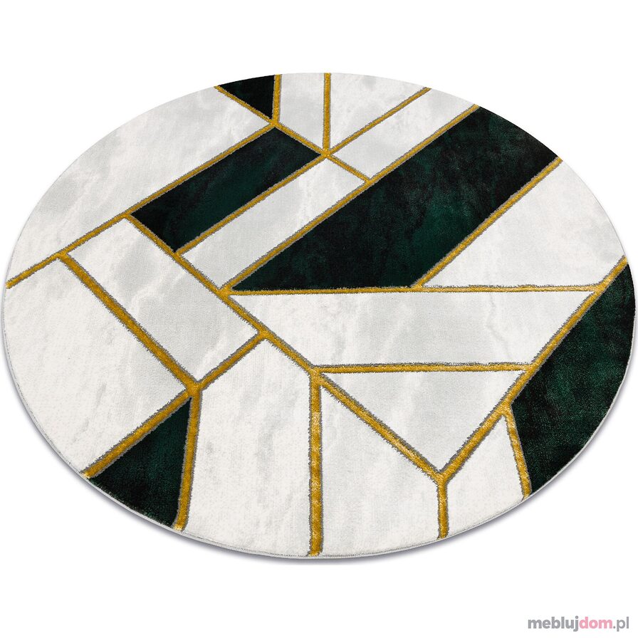 Dywan EMERALD ekskluzywny 1015 koło - glamour, stylowy marmur, geometryczny butelkowa zieleń / złoty