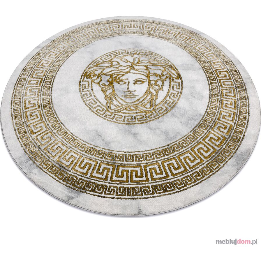 Dywan EMERALD ekskluzywny 1011 koło glamour, meduza grecki ramka krem / złoty