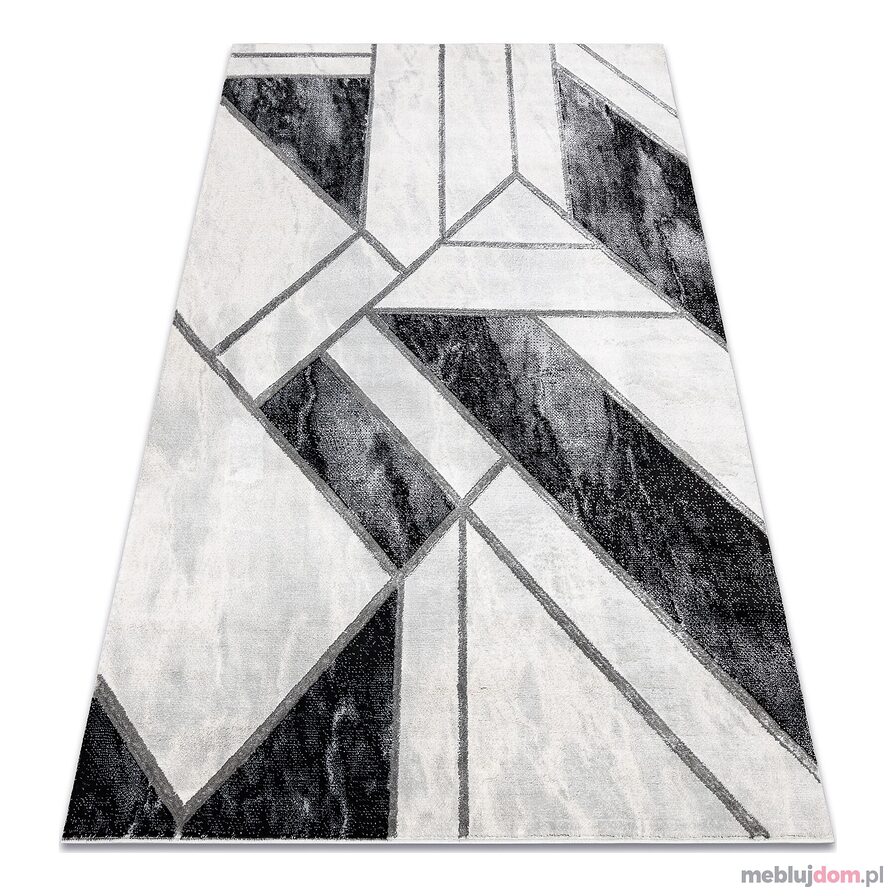 Dywan EMERALD ekskluzywny 81953 glamour, stylowy marmur, geometryczny czarny / srebrny 