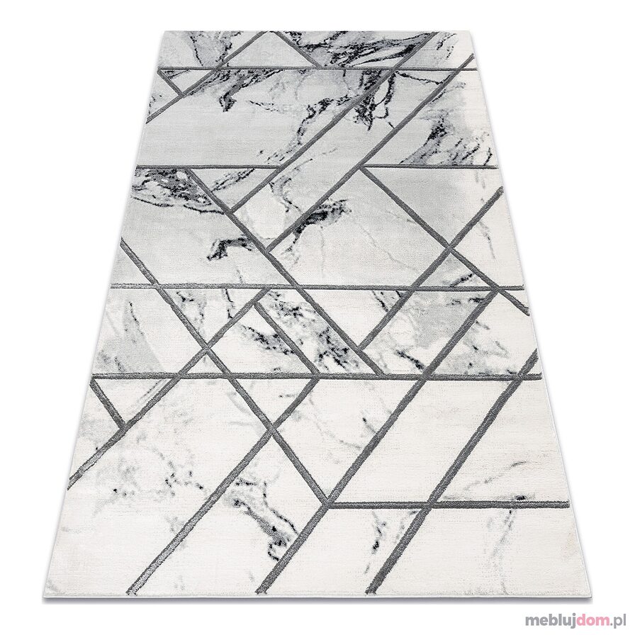 Dywan EMERALD ekskluzywny 0085 glamour, stylowy marmur, geometryczny biały / srebrny 