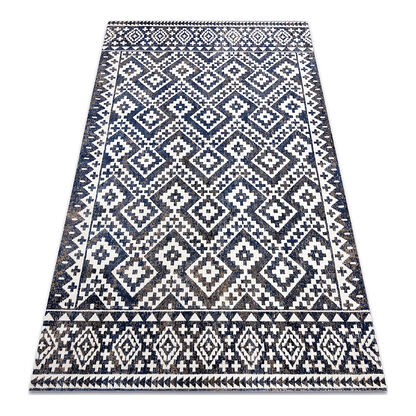 Dywan nowoczesny MUNDO E0561 romby, zygzak 3D outdoor niebieski / beż