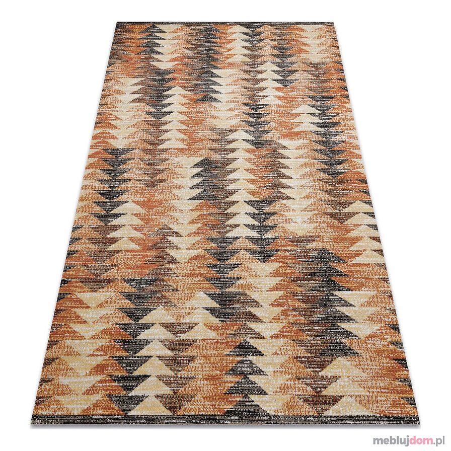 Dywan nowoczesny MUNDO D5781 trójkąty 3D outdoor pomarańcz / beż