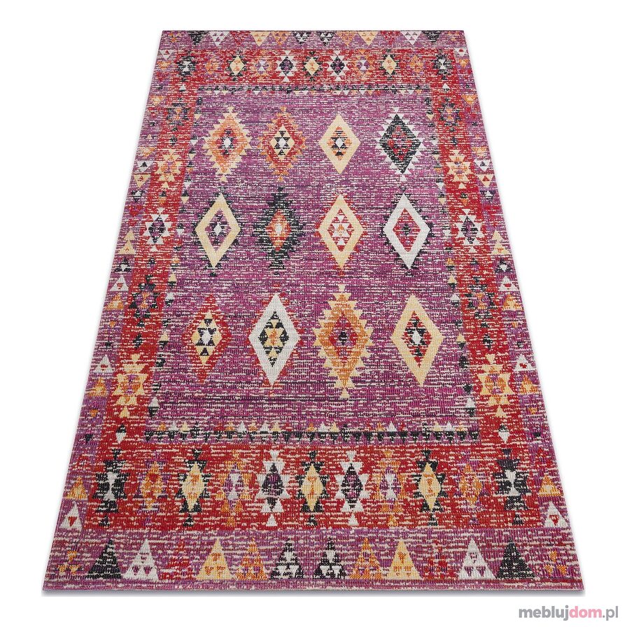 Dywan nowoczesny MUNDO D7701 romby, boho outdoor różowy / beż