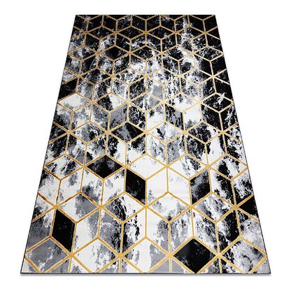 Dywan GLOSS 3D nowoczesny 409A 82 Sześcian, stylowy, glamour, art deco czarny / złoty / szary