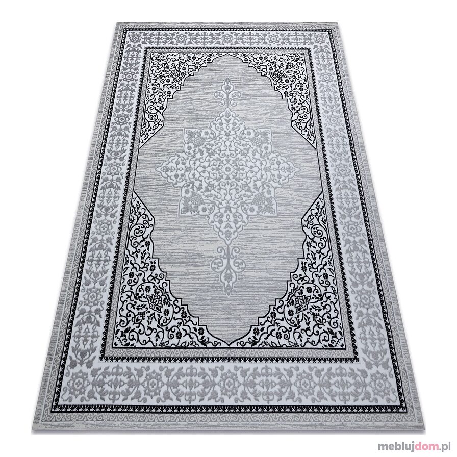 Dywan GLOSS nowoczesny 8490 52 Ornament, stylowy, ramka kość słoniowa / szary