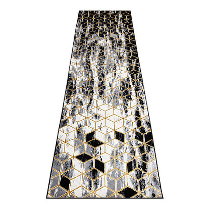 Dywan, Chodnik GLOSS nowoczesny 409A 82 Sześcian, stylowy, glamour, art deco czarny / szary / złoty 