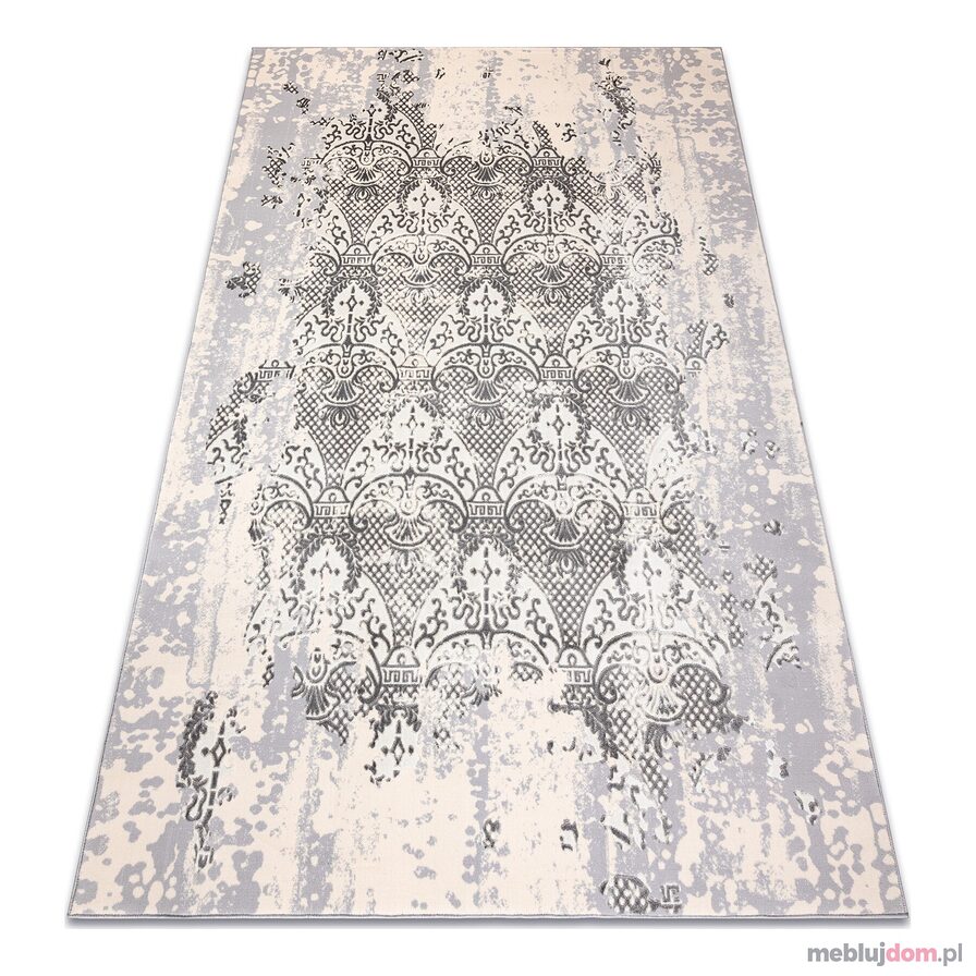 Dywan CORE W3824 Ornament Vintage - Strukturalny, dwa poziomy runa, krem / szary