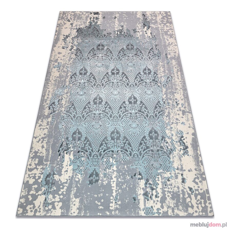 Dywan CORE W3824 Ornament Vintage - Strukturalny, dwa poziomy runa, jasnoniebieski / krem / szary