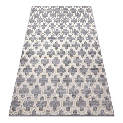 Dywan CORE W6764 Koniczyna marokańska Trellis - Strukturalny, dwa poziomy runa, szary / krem