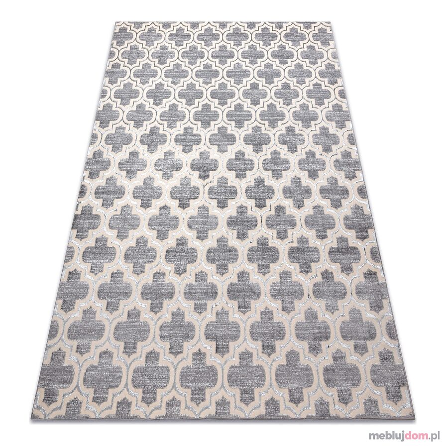 Dywan CORE W6764 Koniczyna marokańska Trellis - Strukturalny, dwa poziomy runa, szary / krem