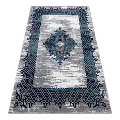 Dywan CORE W9797 Ramka, Rozeta - Strukturalny, dwa poziomy runa, niebieski / szary