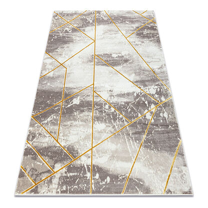 Dywan CORE 1818 Geometryczny - Strukturalny, dwa poziomy runa, kość słoniowa / złoty