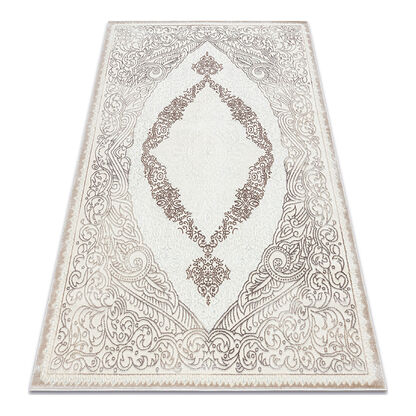 Dywan CORE 8111 Ornament Vintage - Strukturalny, dwa poziomy runa, beż