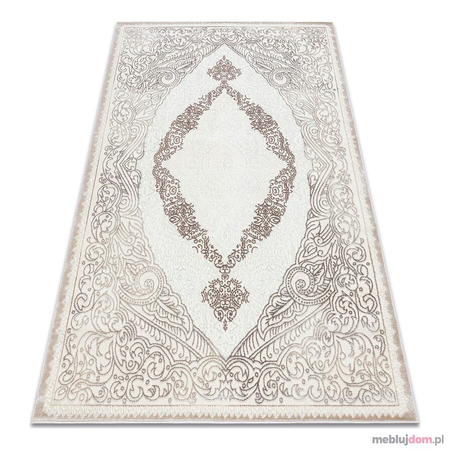 Dywan CORE 8111 Ornament Vintage - Strukturalny, dwa poziomy runa, beż