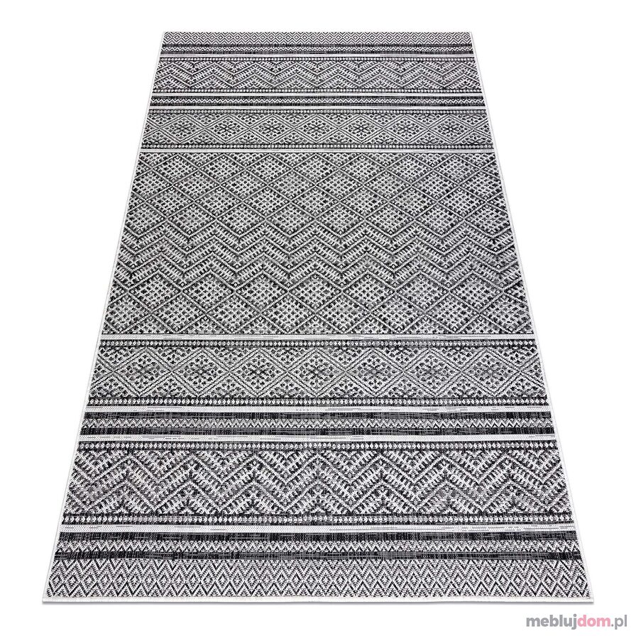 Dywan SZNURKOWY SIZAL SION Zygzag, Romby Boho 22168 płaskie tkanie czarny / ecru 