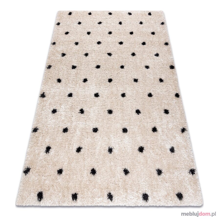 Dywan FLUFFY 2370 shaggy kropki - krem / antracyt