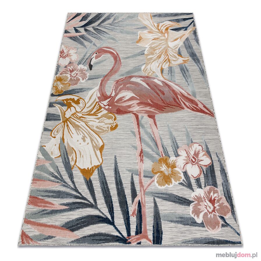 Dywan Strukturalny BOTANIC 65263 Flaming, kwiaty płasko tkany, na balkon, taras - szary