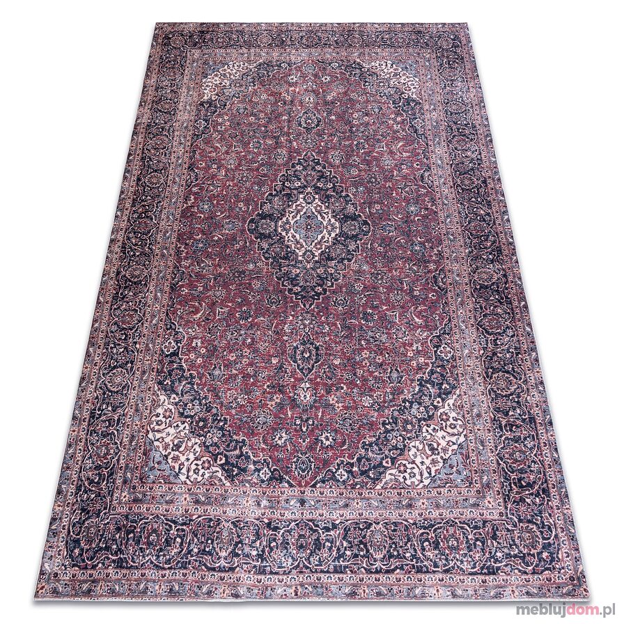 Dywan do prania ANDRE 2288 Orientalny vintage, antypoślizgowy - bordo / szary