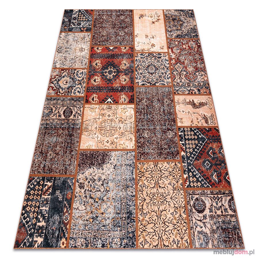 Dywan ANTIKA ancient rust, nowoczesny patchwork, grecki do prania - terakota