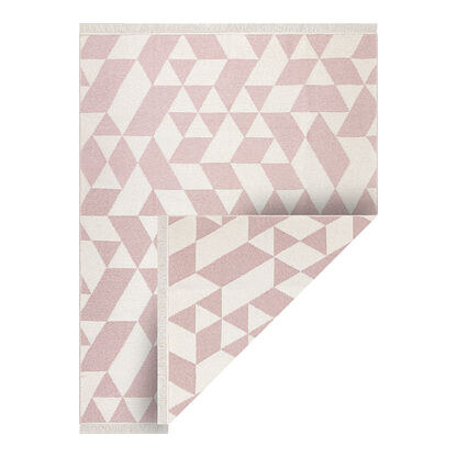 Dywan TWIN 22992 Geometryczny, bawełna, dwustronny Ekologiczny frędzle - różowy / krem