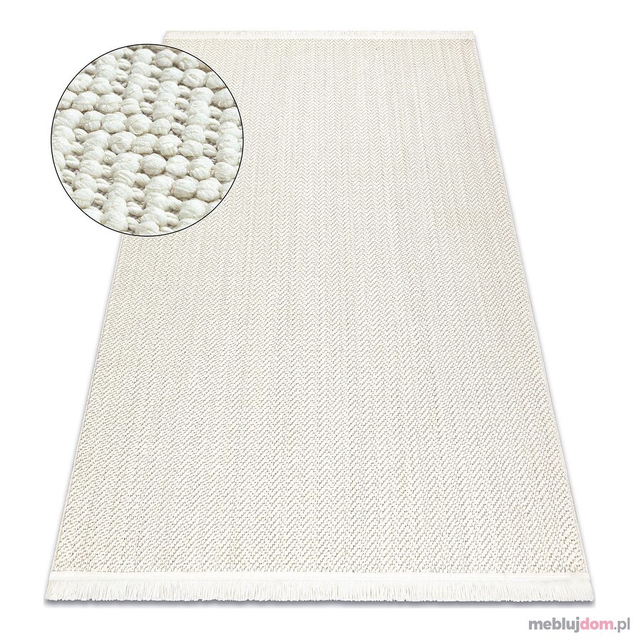 Dywan NANO FJ86B Jodełka, chevron, płasko tkany biały